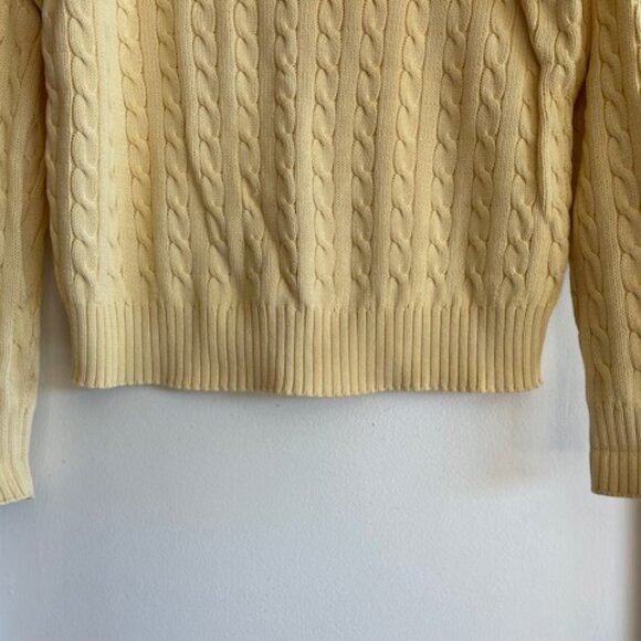 RALPH LAUREN POLO SPORT Vintage Cotton Cable Knit Yellow Sweater M - Picture 12 of 17